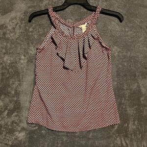 Banana Republic Tank Top Blouse Size Small Braided Neck Line Orange and Navy